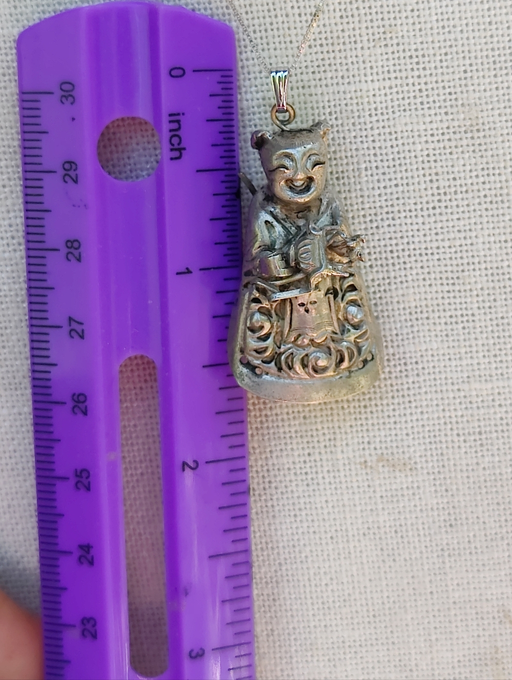 Antique Sterling Japanese Immortal Pendant necklace - Picture 6 of 6